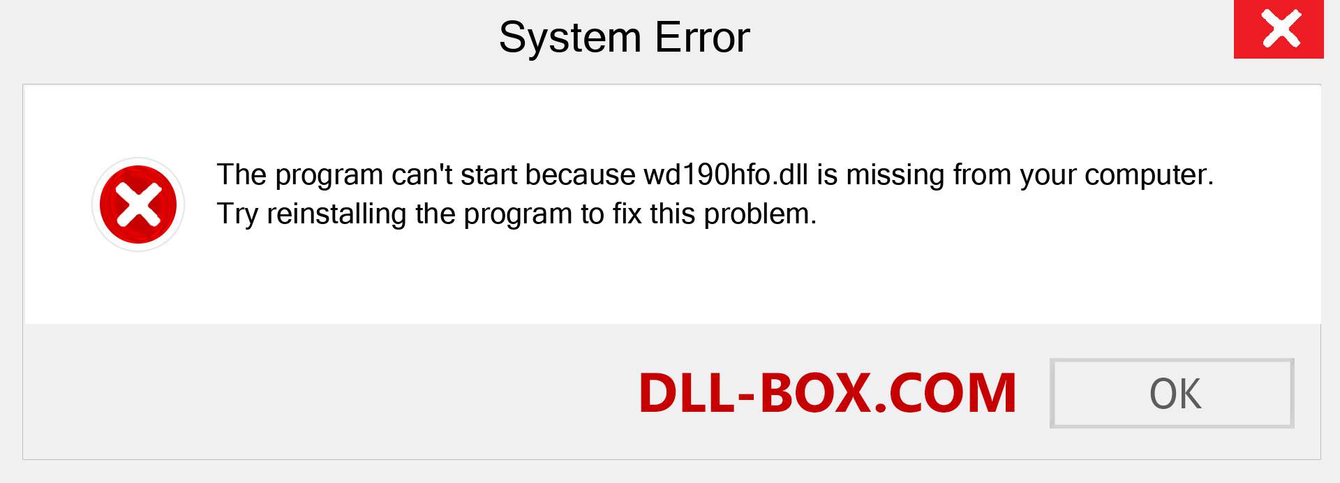  wd190hfo.dll file is missing?. Download for Windows 7, 8, 10 - Fix  wd190hfo dll Missing Error on Windows, photos, images
